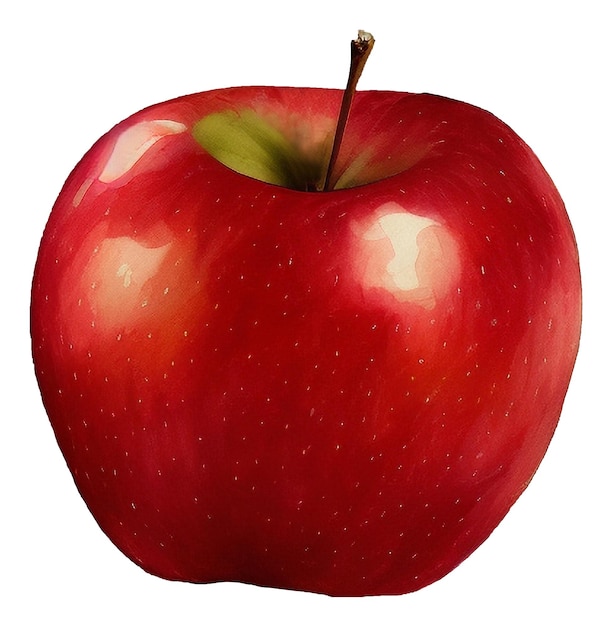 Akwarela owocowe czerwone jabłko stworzone przy użyciu generatywnej technologii AI