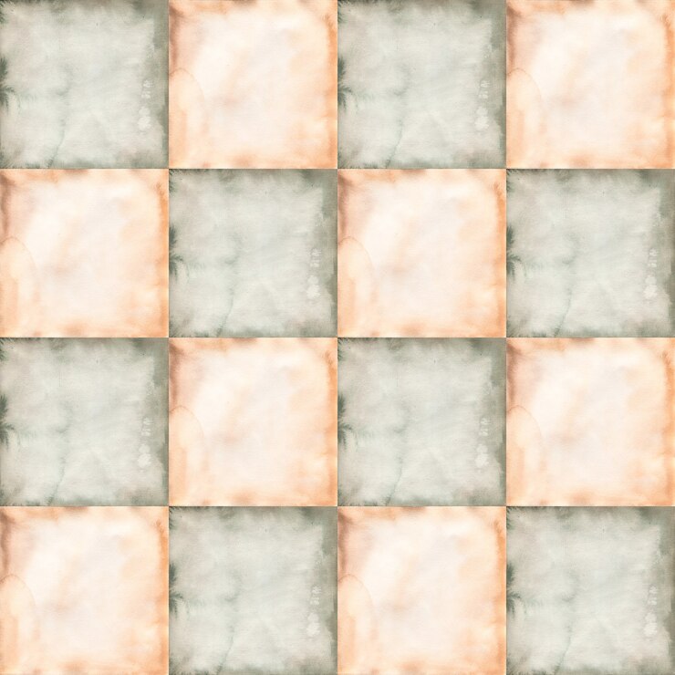 Akwarela Patchwork Seamless Pattern, papier w starym stylu w kolorze zielonym