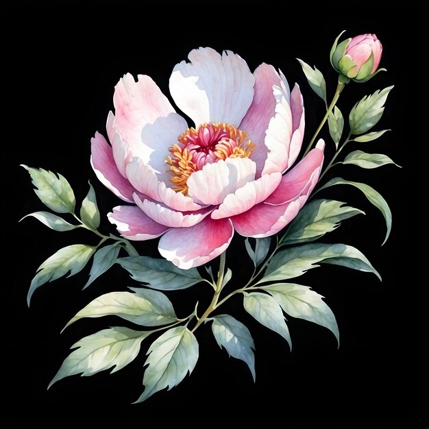 Akwarela Peony Series Kolekcja akwareli Peony Zestaw kwiatowy peony Seria malarstwa Peony Woda