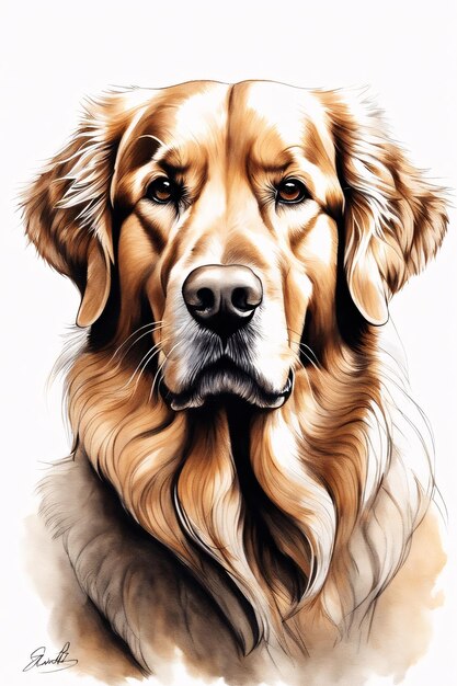 Akwarela plakat golden retriever