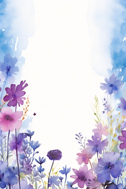 akwarela przedstawiająca kwiaty i słowa wiosna.