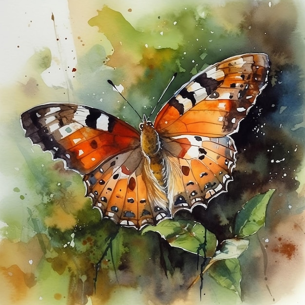 Akwarela przedstawiająca motyla