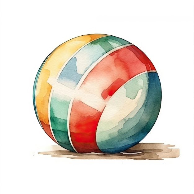 Akwarela przedstawiająca piłkę plażową