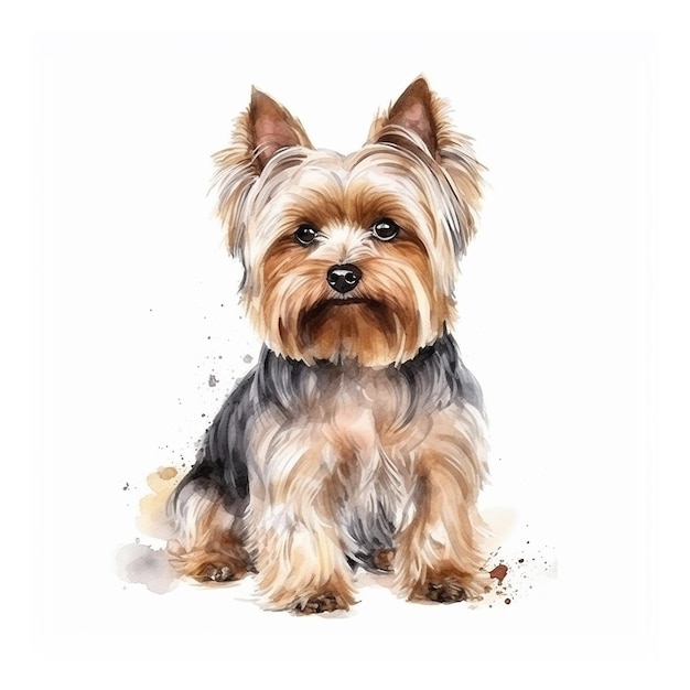 Akwarela psa yorkshire terrier.