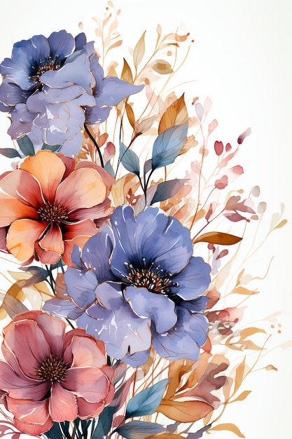 Akwarela pusty szablon karty z pozdrowieniami z pięknymi kwiatami wokół szablonu dnia matki desain