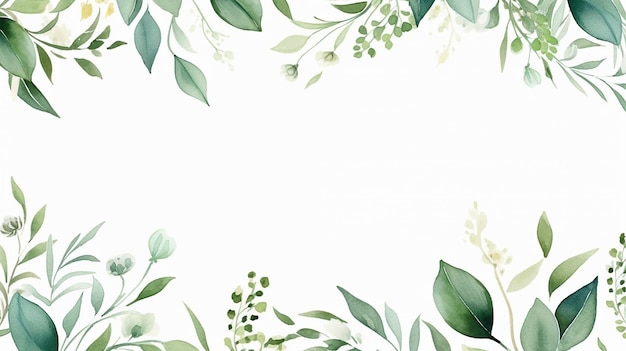 akwarela ręcznie malowane liście ramki akwarela zielony kwiatowy tło