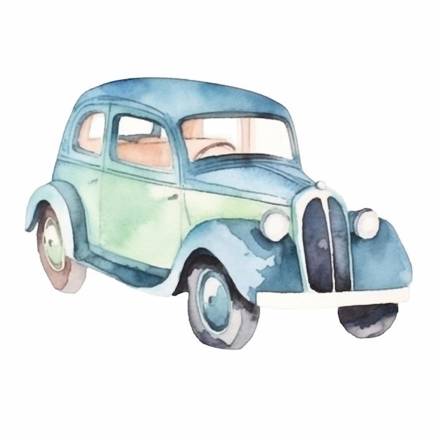 Zdjęcie akwarela rysunek zabytkowego samochodu