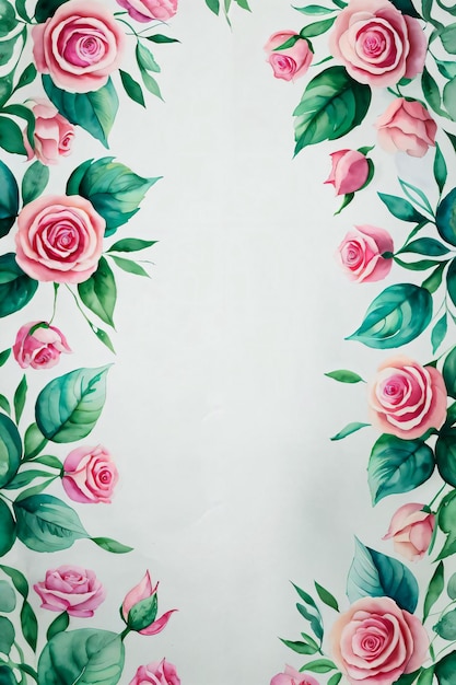 Akwarela Style Rose Kwiaty Tło Dla Tekstu Tapety