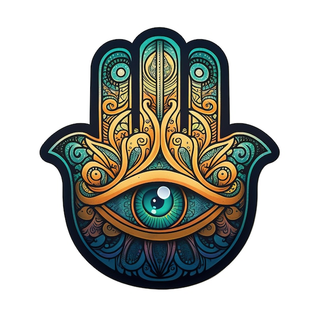 akwarela symbol dłoni Hamsa na białym tle