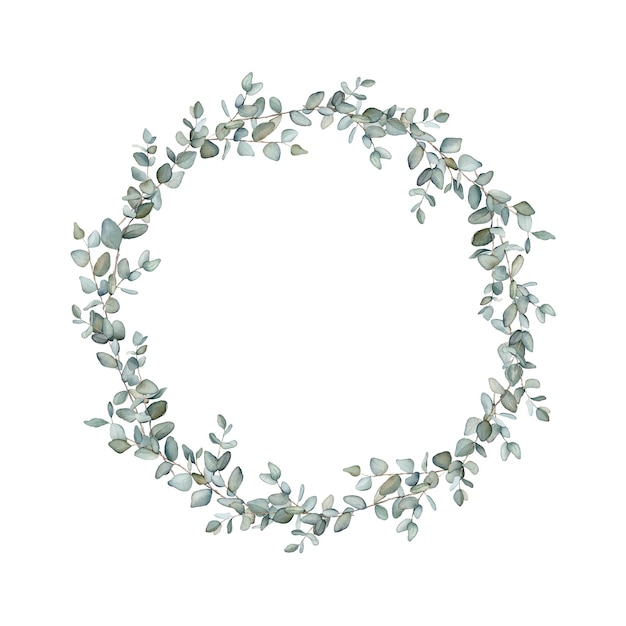 Akwarela sztandar z zielonymi liśćmi eukaliptusa gałęzieAkwarela eukaliptus w bukiecie na ślub Element dekoracyjny na kartkę z życzeniami Ilustracja