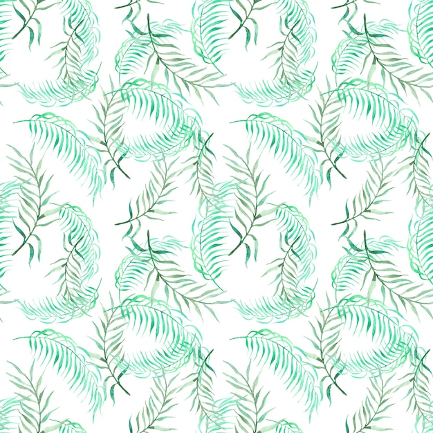 Zdjęcie akwarela tropikalna palma pozostawia wzór. zielony i różowy liść palmowy