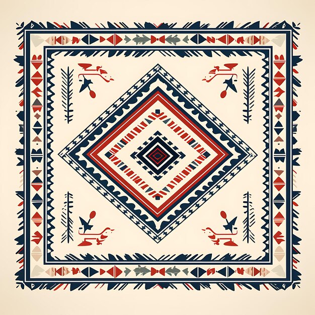 Akwarela tureckiego dywanu kilimowego geometryczny wzór motywu ukośny dywan Li clipart wzór koszulki