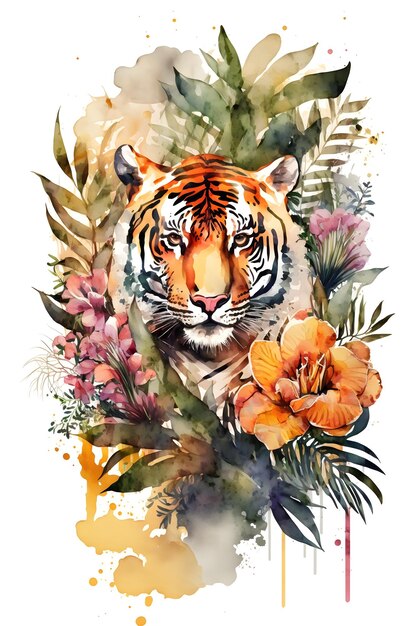 Zdjęcie akwarela tygrysa. wygenerowane ai
