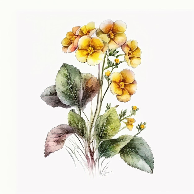 Akwarela wiesiołka ilustracja na białym tle Kwiat sztuki