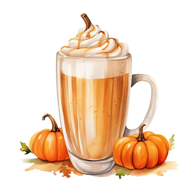 Zdjęcie akwarela z dyniową latte clipart