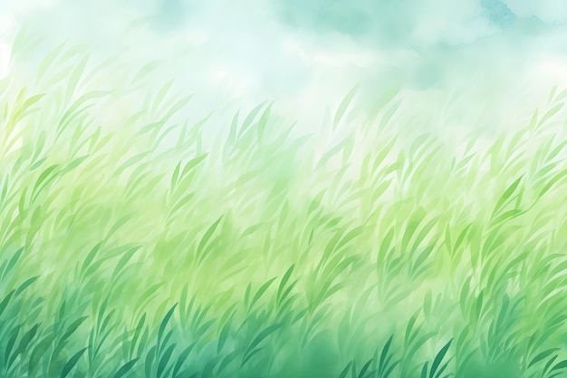 Zdjęcie akwarela z zieloną teksturą trawy ręcznie narysowana tapeta tła dla bannerów, plakatów, wizytówek