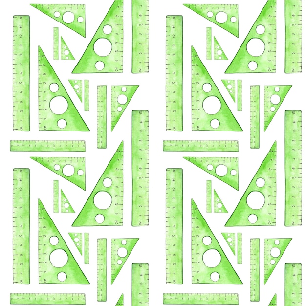 Akwarela zielony wzór linijki