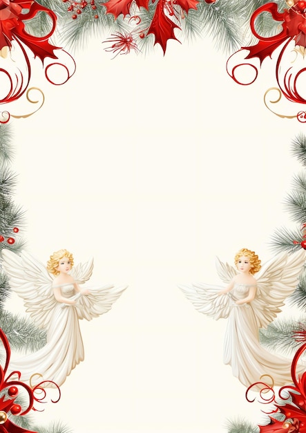 Zdjęcie akwarela zimowa granica zimowa angel tree topper