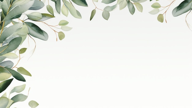 Zdjęcie akwarele bujne liście eukaliptusa na białym tle