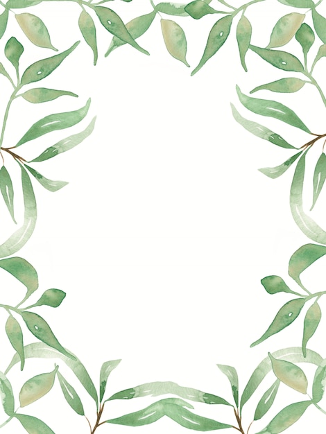 Akwareli zieleń opuszcza ilustracyjnego tło. zieleń clipartów zaproszenia ślubne. Zapisz datę Foliage nowoczesna rama.