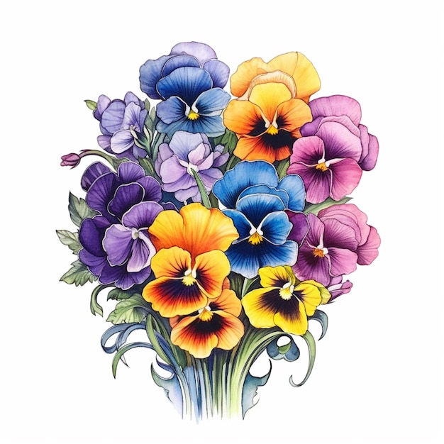 akwarelowa ilustracja pansy