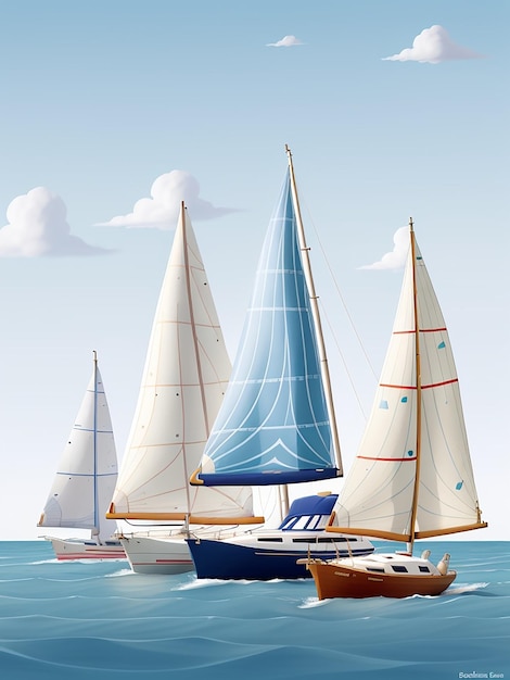 Akwarelowe żaglowe łodzie w niebieskim morzu Bezszwowy wzór płytki