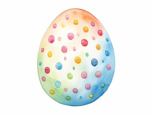 Akwarelowo namalowane jajko wielkanocne izolowane na białym tle Ręcznie narysowana ilustracja Generatywna sztuczna inteligencja