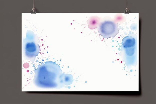Zdjęcie akwarelowy atrament niebieski tło piękny kolor farby efekt plam prosty tło
