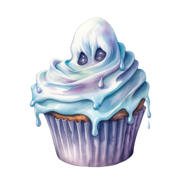 Zdjęcie akwarelowy halloween cupcake ilustracja generatywna ai