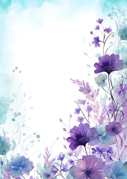 akwarelowy obraz fioletowych kwiatów z słowami wiosna.
