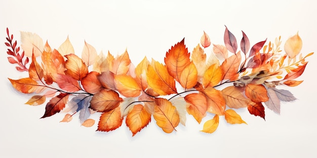 Akwarelowy obraz jesiennego liścia ilustracja logo okrągły krąg kolorowe jesienne liście ramka izolowana na białym tle