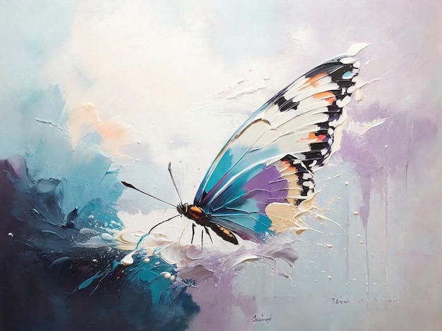Akwarelowy obraz motyla w stylu impresjonizmu nowoczesnego
