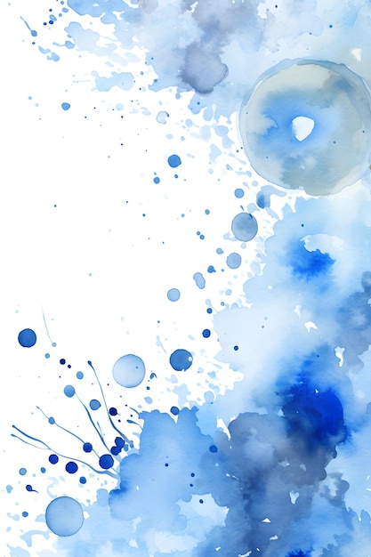 akwarelowy obraz niebiesko-białych pęcherzyków Abstrakcyjny kolor szafirowy ozdobny tło