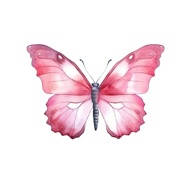 Akwarelowy rysunek motyla ze słowem motyl na górze.