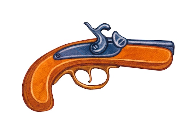 akwarelowy starożytny pistolet