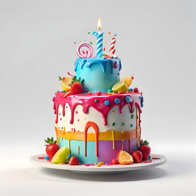 Akwarelowy tort akwarelowy ciasto urodzinowe akwarelową ikonę ciasta akwarelowego ikony ciasta urodzinowego wate