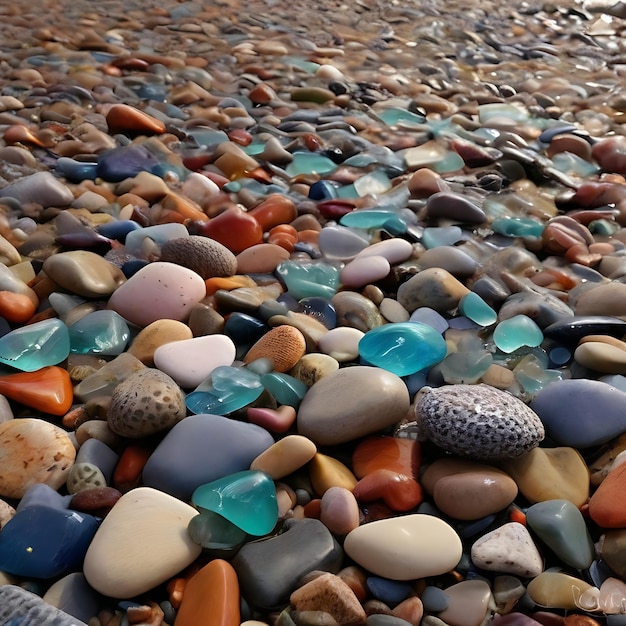 Alaf obraz plaży z mnóstwem kamieni i kamyków AI