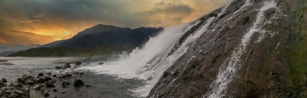 Alaska Juneau Malowniczy Lodowiec Mendenhall O Zachodzie Słońca