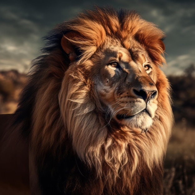 Album wizualny Lion z wieloma atrakcyjnymi zdjęciami w różnych stylach artystycznych