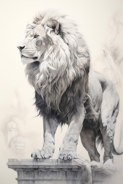 Zdjęcie album wizualny lion z wieloma atrakcyjnymi zdjęciami w różnych stylach artystycznych
