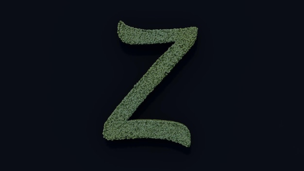 Zdjęcie alfabet 3d renderowanie litery trawy z
