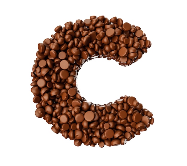 Alfabet C wykonany z kawałków czekolady Kawałki czekolady Alfabet Litera C ilustracja 3d