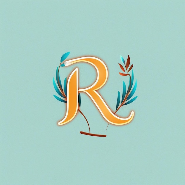 Zdjęcie alfabet litera r z liśćmi naturalna czcionka renderowanie 3d