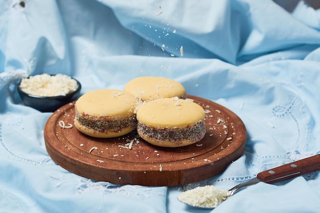 Alfajores maicena nadziewana dulce de leche tradycyjnym argentyńskim słodkim mlekiem