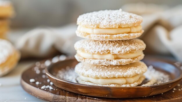 Zdjęcie alfajores tradycyjne argentyńskie słodkie ciasteczka na stole