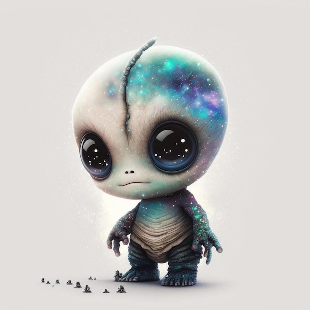 Alien Chibi abstrakcyjna galaktyka akwarela hiperrealistyczna