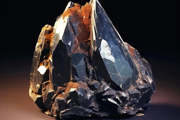 Allanit jest rzadkim drogocennym kamieniem naturalnym na czarnym tle wygenerowanym przez sztuczną inteligencję.