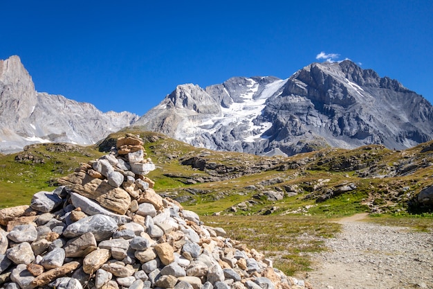 Alpejski Krajobraz Lodowca Grande Casse W Pralognan La Vanoise