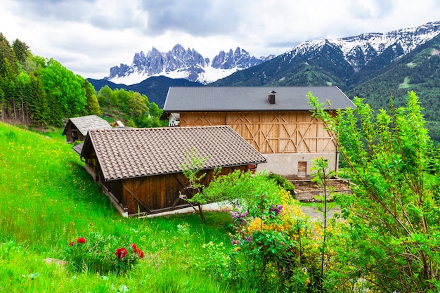 Alpejskie Krajobrazy, Gospodarstwa Wiejskie W Dolomitach. Przyroda Północnych Włoch