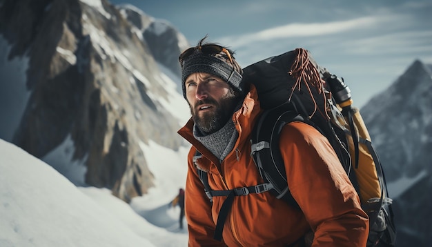 Alpiniści wspinający się po Alpach Wspinacze z plecakami wspinający się po lodowcu